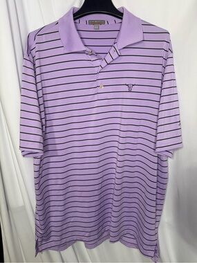 Peter Millar Lavender Striped Polo with Black Lines - Men's